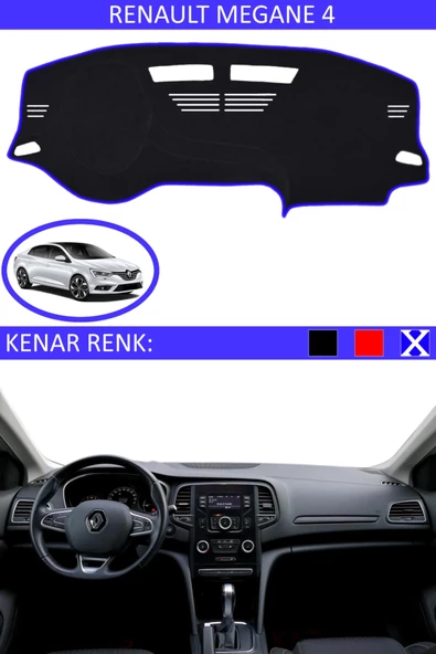 GUERRINO Torpido Koruma Halısı Siyah Kenar Renk Mavi Renault Megane 4 ile Uyumlu ürün görseli