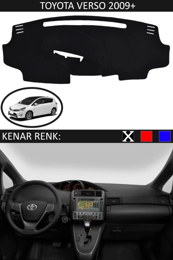 GUERRINO Torpido Koruma Halısı Siyah Kenar Renk Siyah Toyota Verso 2009 + ile Uyumlu ürün görseli