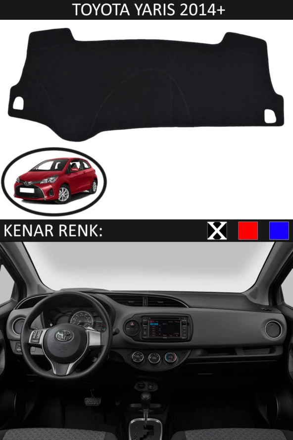 GUERRINO Torpido Koruma Halısı Siyah Kenar Renk Siyah Toyota Yaris 2014 + ile Uyumlu ürün görseli
