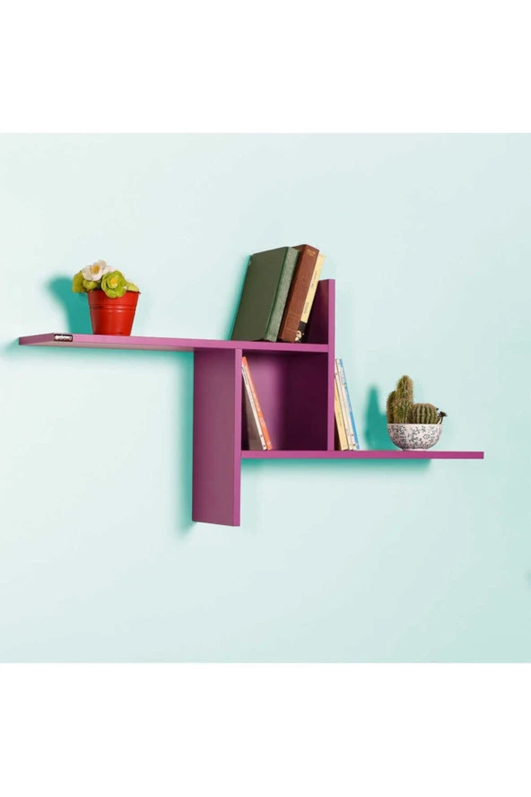 Dekoratif Duvar Rafı - Mor 100x50x18 cm (GxYxD) - 2