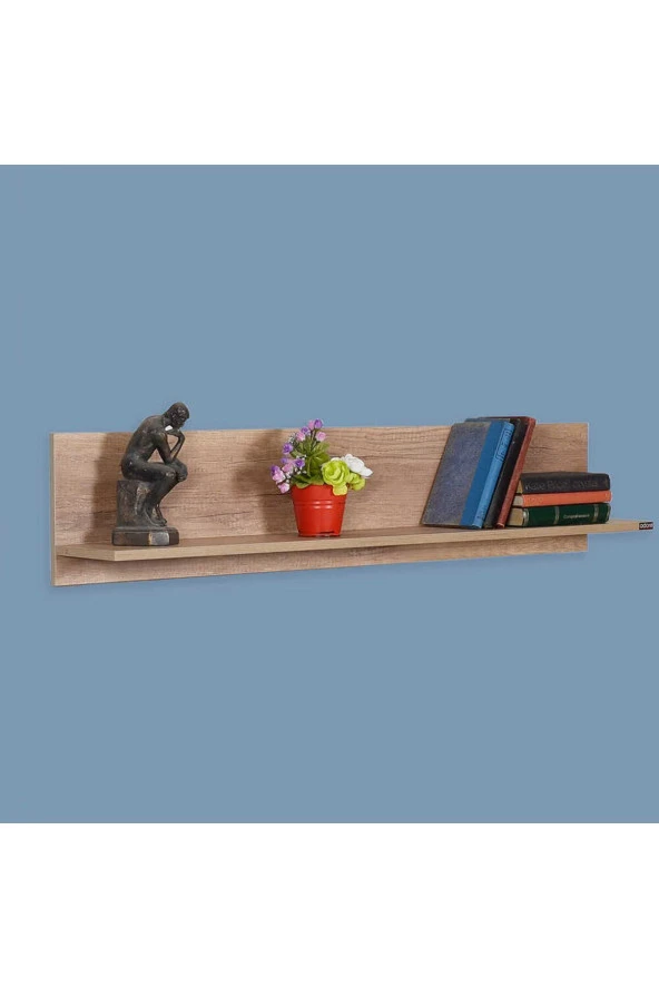 Dekoratif Duvar Rafı - Açık Ceviz (Tori) 120x25x20 cm (GxYxD) - 2