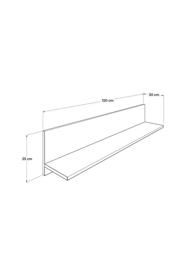 Dekoratif Duvar Rafı - Açık Ceviz (Tori) 120x25x20 cm (GxYxD) - 7