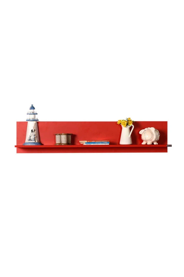 Dekoratif Duvar Rafı - Kırmızı 120x25x20 cm (GxYxD) - 5