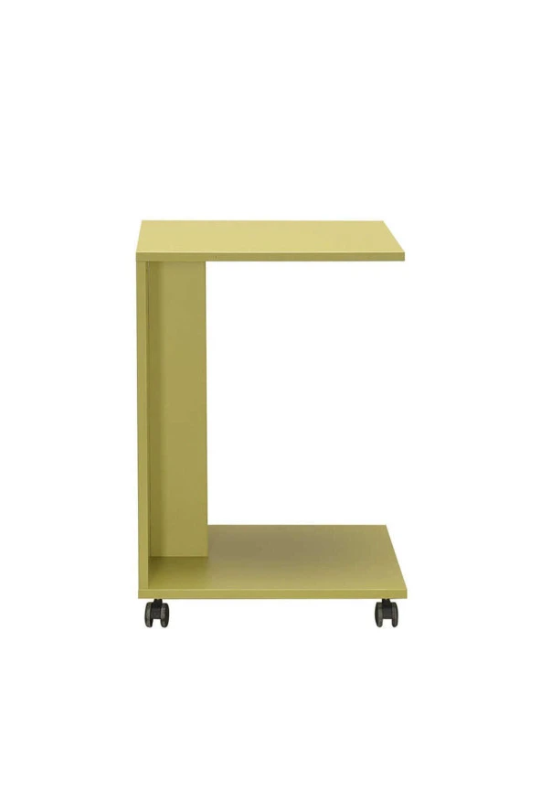 Çok Amaçlı Tekerlekli C Koltuk Sehpası-Yeşil 35x65x45 cm (GxYxD) - 4