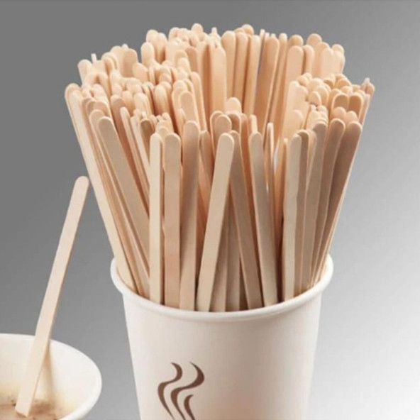 Ahşap Karıştırıcı Tahta Kaşık 500'lü Paket Çay Kahve Karıştırıcı - 4