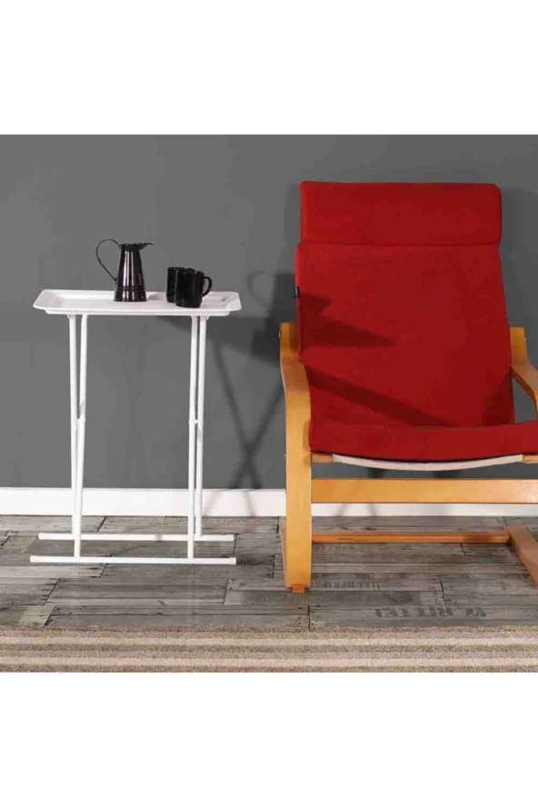 Handy Mate Tepsili Katlanabilir Sehpa - Beyaz 52x66x32,5 cm (GxYxD) - 2