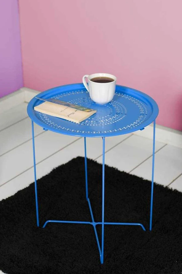 Handy Mate Vergo Tepsili Sehpa - Mavi 45x52x45 cm (GxYxD) - 3