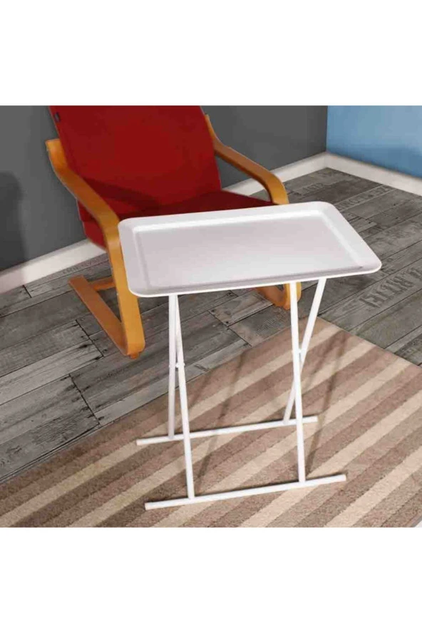 Handy Mate Tepsili Katlanabilir Sehpa - Beyaz 52x66x32,5 cm (GxYxD) - 8