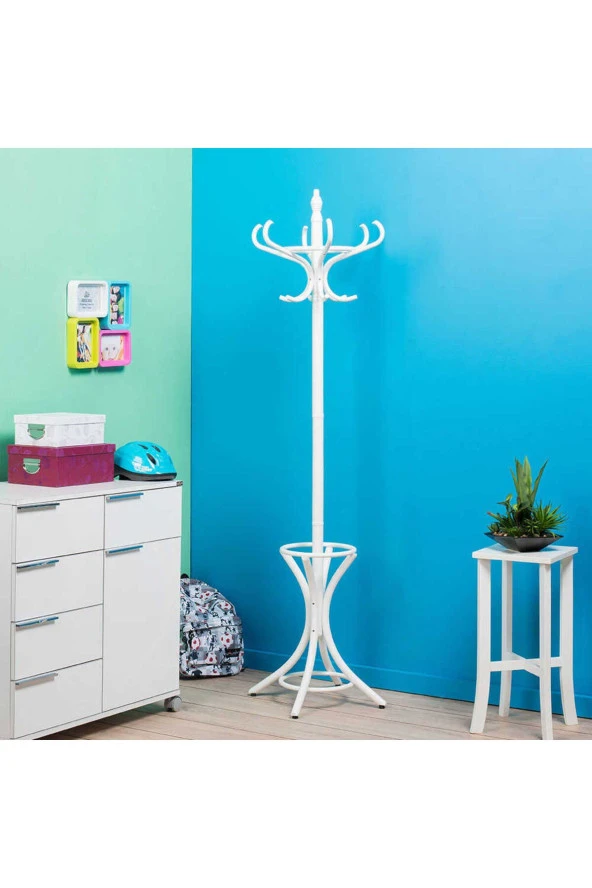 Handy Mate Dorya 12li Ahşap Askılık-Beyaz 51x185x51 cm (GxYxD) - 2