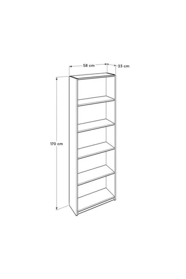 Max 5 Raflı Kitaplık - Mat Beyaz 58x170x23 cm (GxYxD) - 4