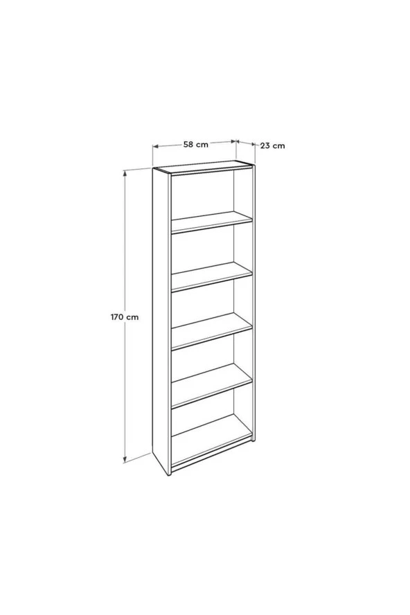 Max 5 Raflı Kitaplık - Sarı 58x170x23 cm (GxYxD) - Resim 5