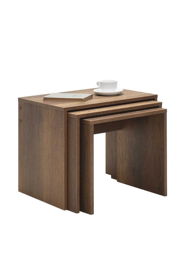 Trıple Zigon Sehpa - Koyu Ceviz (Oslo Ceviz) 55x47x40 cm (GxYxD) - 2