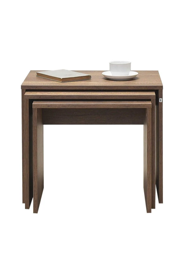 Trıple Zigon Sehpa - Koyu Ceviz (Oslo Ceviz) 55x47x40 cm (GxYxD) - 4