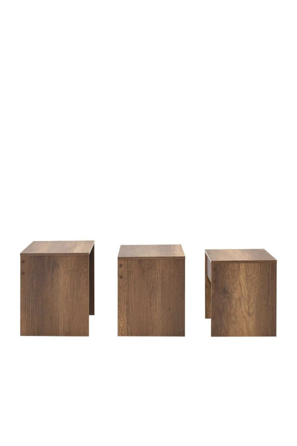 Trıple Zigon Sehpa - Koyu Ceviz (Oslo Ceviz) 55x47x40 cm (GxYxD) - 5