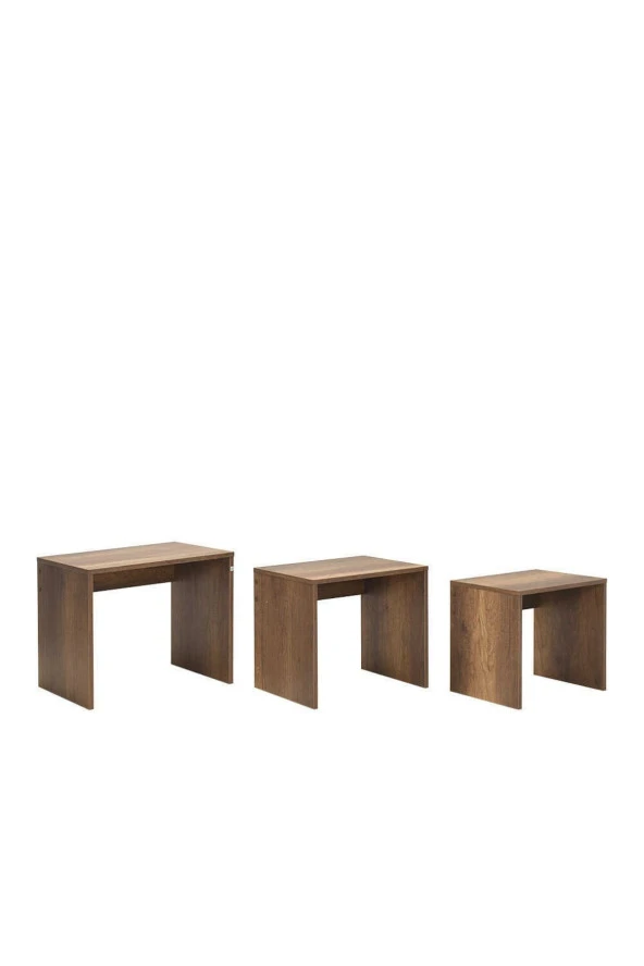 Trıple Zigon Sehpa - Koyu Ceviz (Oslo Ceviz) 55x47x40 cm (GxYxD) - 6