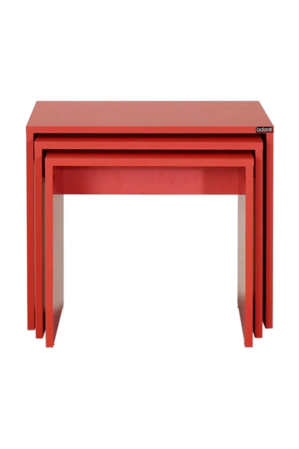 Trıple Zigon Sehpa - Kırmızı 55x47x40 cm (GxYxD) - 3