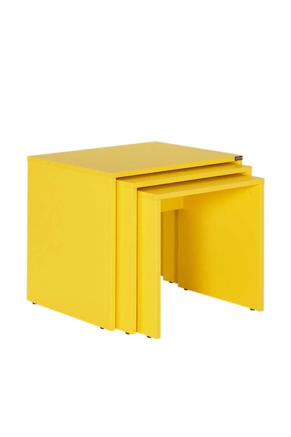 Trıple Zigon Sehpa - Sarı 55x47x40 cm (GxYxD) - 2
