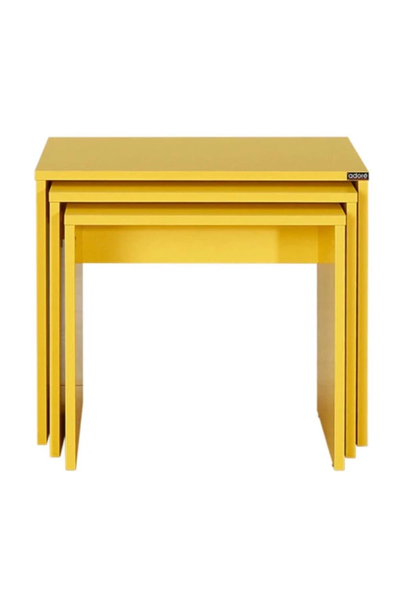 Trıple Zigon Sehpa - Sarı 55x47x40 cm (GxYxD) - 3