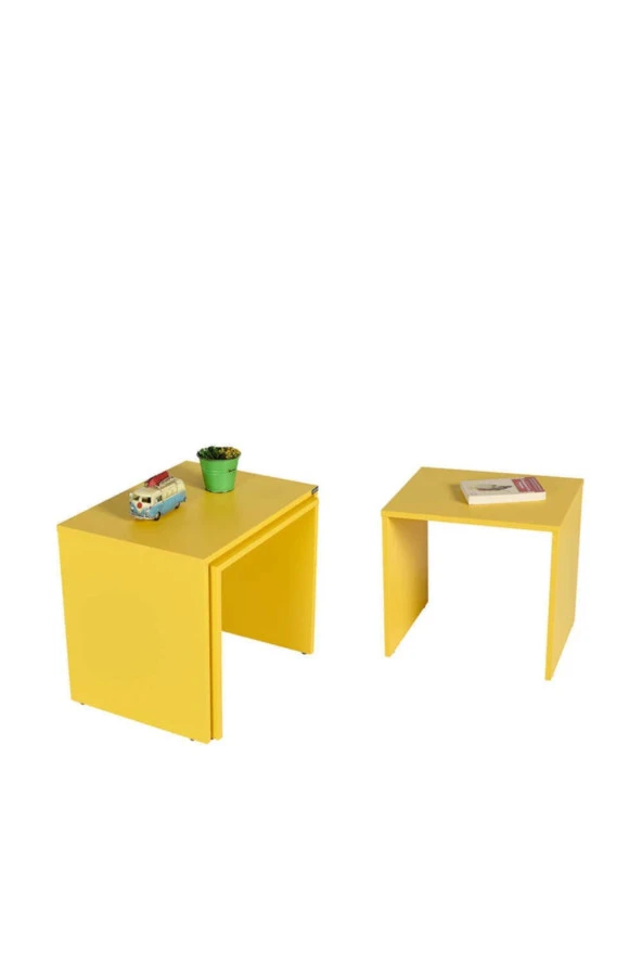 Trıple Zigon Sehpa - Sarı 55x47x40 cm (GxYxD) - 6