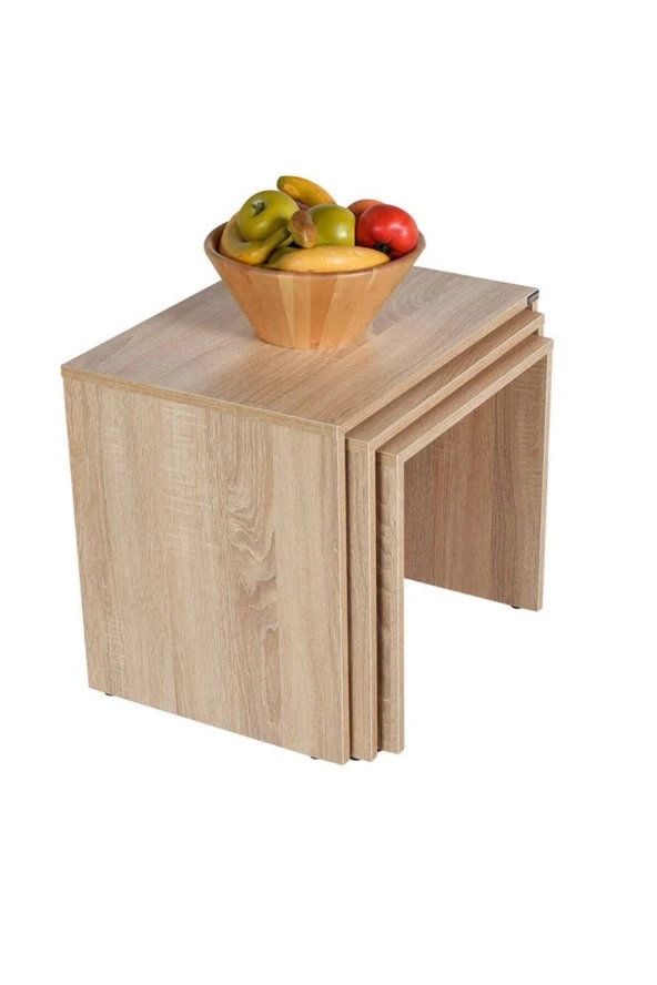 Trıple Zigon Sehpa - Sonoma 55x47x40 cm (GxYxD) - 4