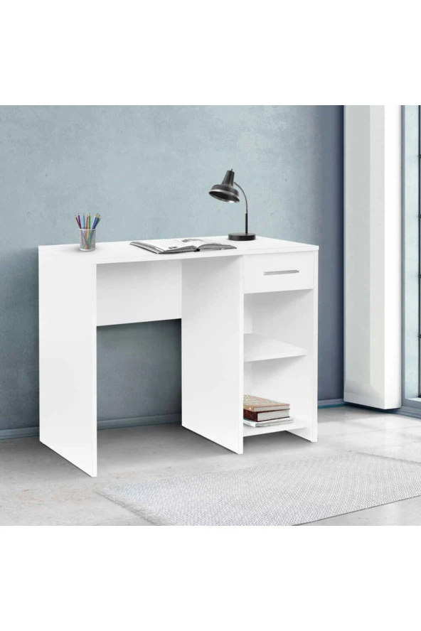 Trendline Çekmeceli Çalışma Masası-Mat Beyaz 90x75x52 cm (GxYxD) - 2