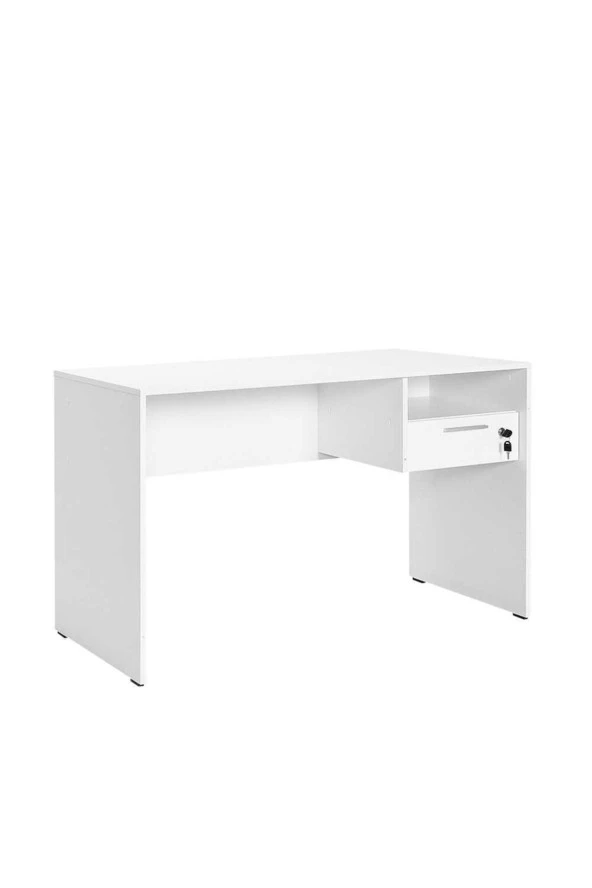 Concept Kilitli Çekmeceli Çalışma Masası-Mat Lake Beyaz 120x75x60 cm (GxYxD) - 2