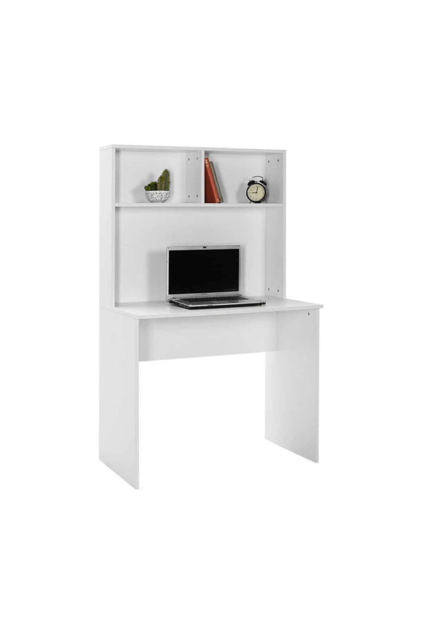White Raflı Çalışma Masası-Mat Beyaz 90x148x52 cm (GxYxD) - 2