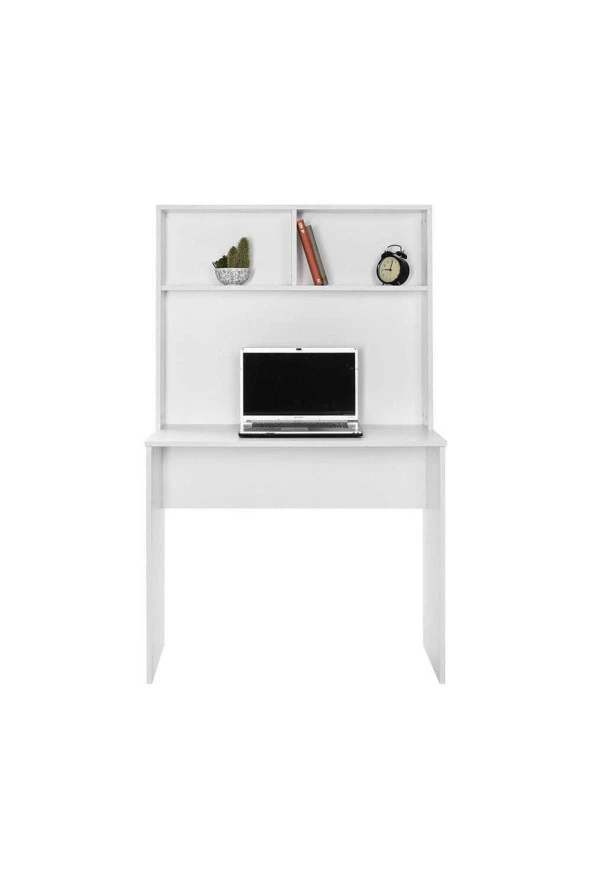 White Raflı Çalışma Masası-Mat Beyaz 90x148x52 cm (GxYxD) - 4