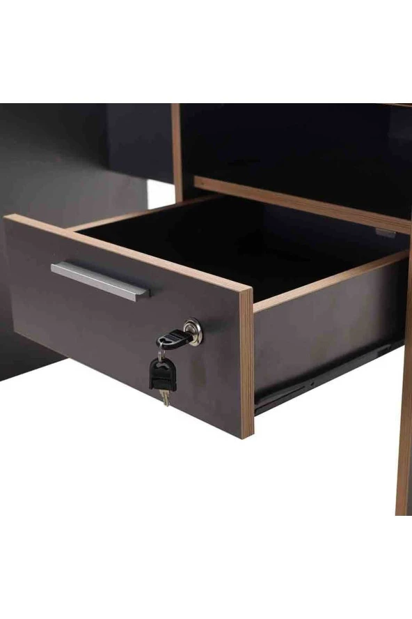 Concept Kilitli Çekmeceli Çalışma Masası-Antrasit-Kontra 120x75x60 cm (GxYxD) - 7