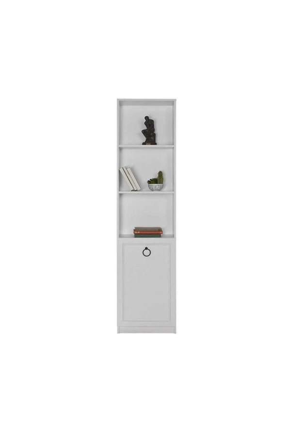 Hampton 5 Raflı Kapaklı Kitaplık-Mat Beyaz 45x185x24 cm (GxYxD) - 8