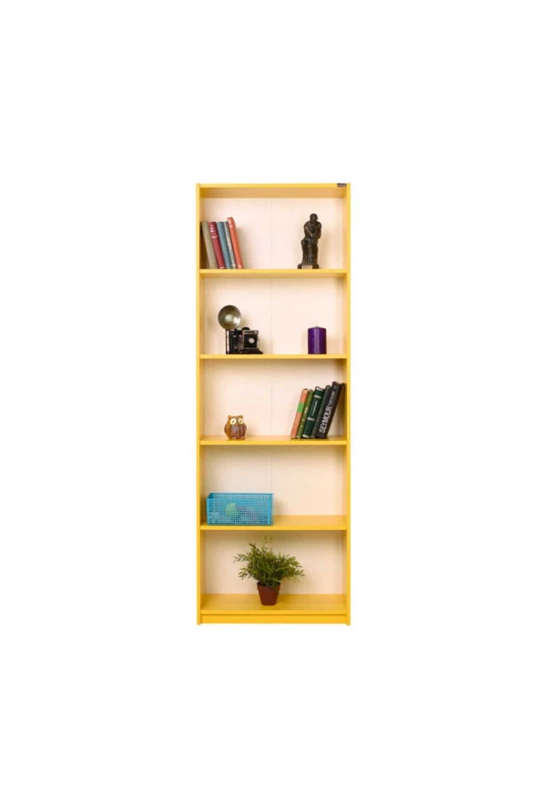 Modern 5 Raflı Kitaplık - Sarı 64x182x26 cm (GxYxD) - 4