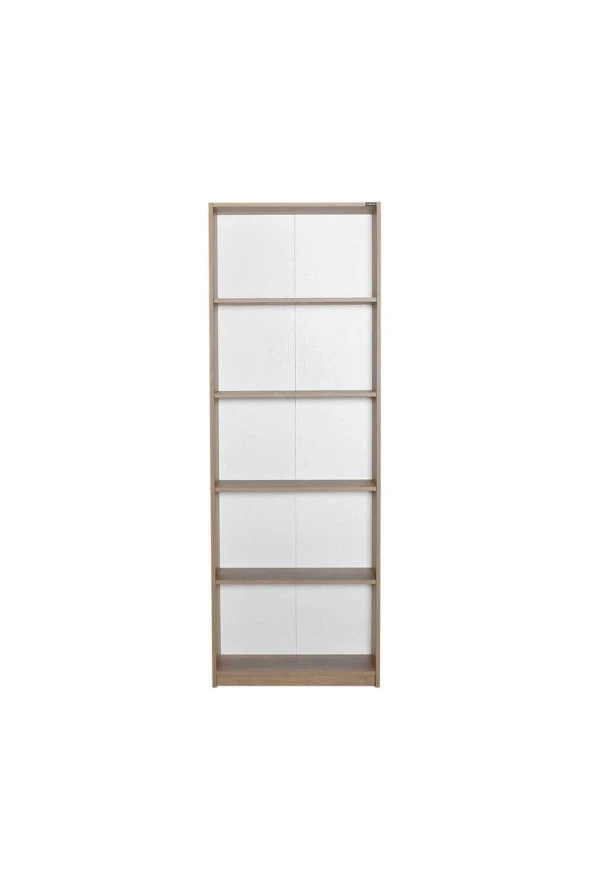 Modern 5 Raflı Kitaplık - Açık Ceviz(Tori) 64x182x26 cm (GxYxD) - 4