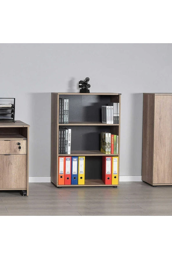 Rio 3 Raflı Kitaplık-Koyu Ceviz(Oslo Ceviz) 72x109x34 cm (GxYxD) - 4