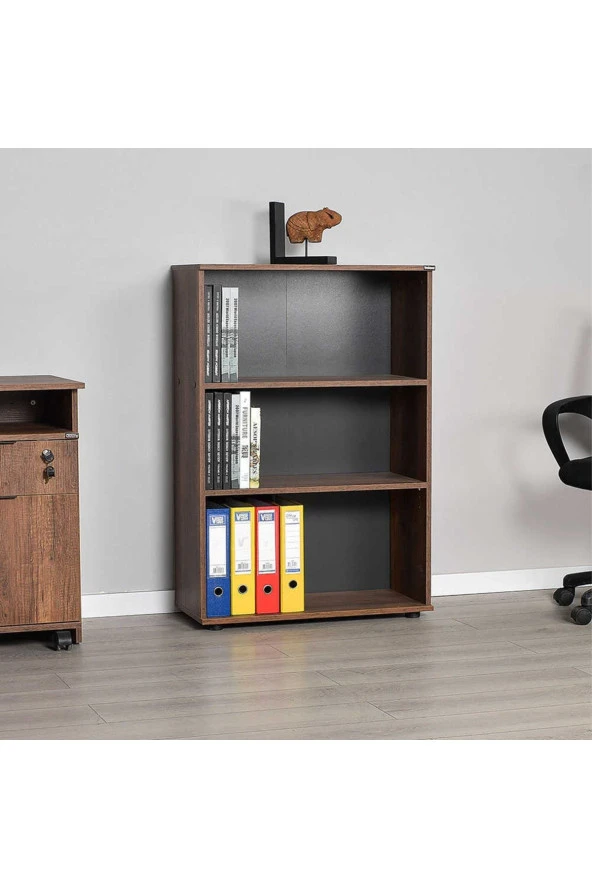 Rio 3 Raflı Kitaplık-Koyu Ceviz(Oslo Ceviz) 72x109x34 cm (GxYxD) - 5