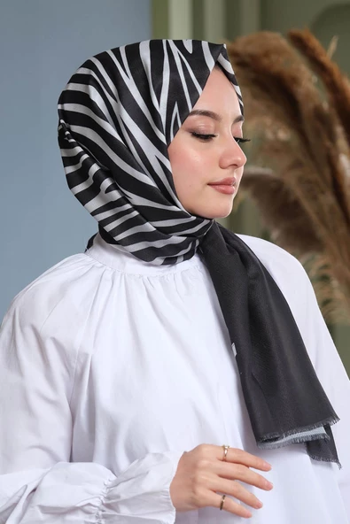 Afvente Dalgalı Desen Gri Pamuk Şal ürün görseli 1