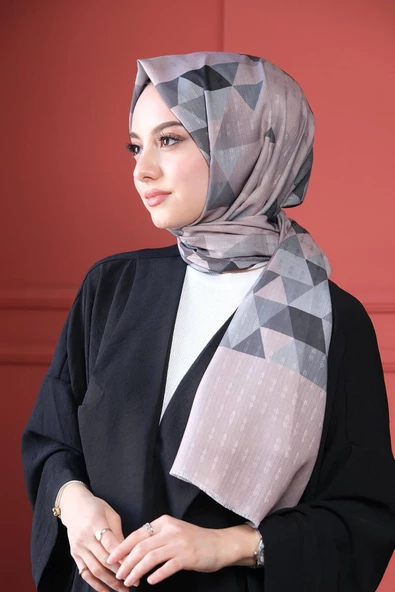 Afvente Üçgen Desen Krem Pamuk Şal ürün görseli 1