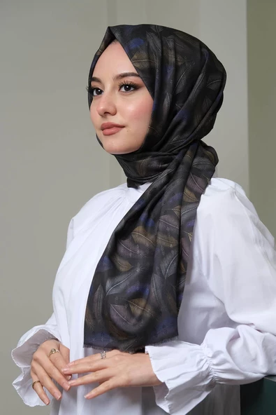 Afvente Dalgalı Desen Mor Pamuk Şal - Resim 3