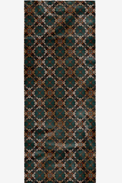 Afvente Çiçek Desen Koyu Yeşil Pamuk Şal - Resim 4