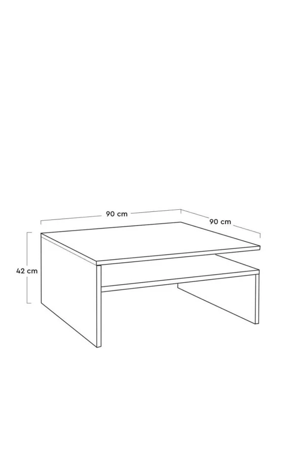 Level Kare Orta Sehpa - Koyu Ceviz (Oslo Ceviz) 90x42x90 cm (GxYxD) - 4