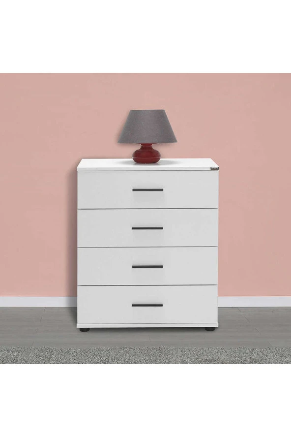 White 4 Çekmeceli Şifonyer - Mat Beyaz 65x78x41 cm (GxYxD) - 3