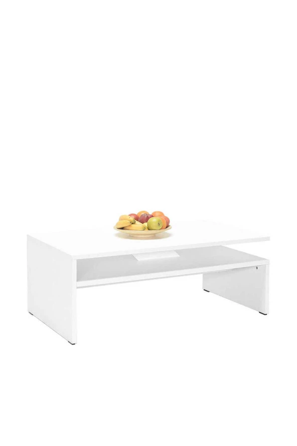 Dikdörtgen Orta Sehpa - Mat Lake Beyaz 110x42x65 cm (GxYxD) - 3