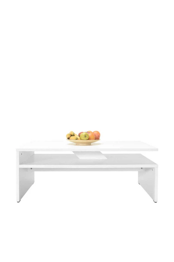 Dikdörtgen Orta Sehpa - Mat Lake Beyaz 110x42x65 cm (GxYxD) - 4