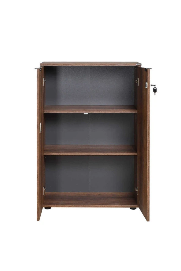 Rio 3 Raflı Kapaklı Kitaplık-Koyu Ceviz(Oslo Ceviz) 72x109x34 cm (GxYxD) - 4