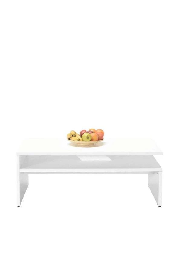 Dikdörtgen Orta Sehpa - Mat Lake Beyaz 110x42x65 cm (GxYxD) - 6