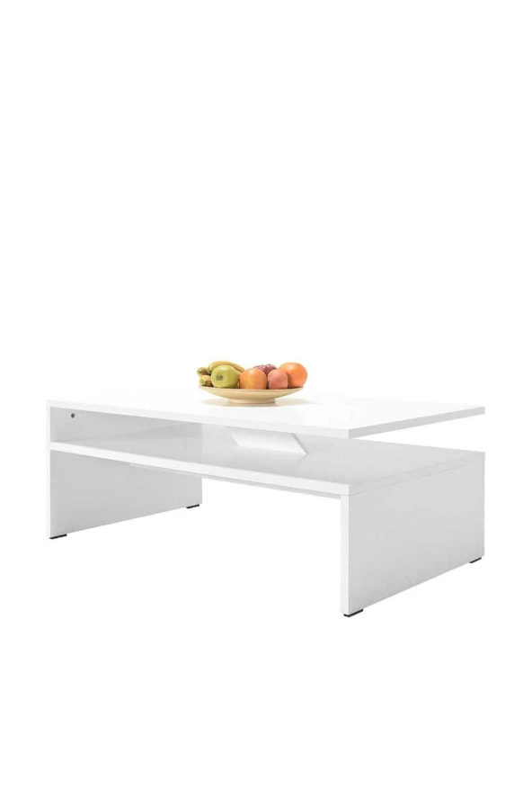 Dikdörtgen Orta Sehpa - Mat Lake Beyaz 110x42x65 cm (GxYxD) - 7