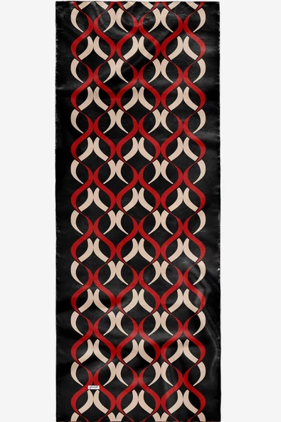 Afvente Geometrik Desen Kırmızı Pamuk Şal - Resim 5