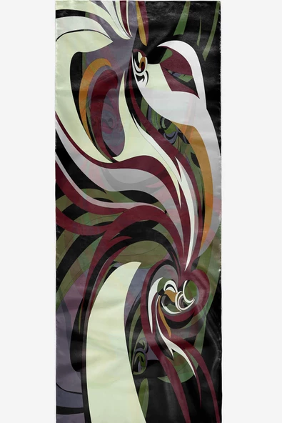 Afvente Geometrik Desen Bordo Pamuk Şal - Resim 5