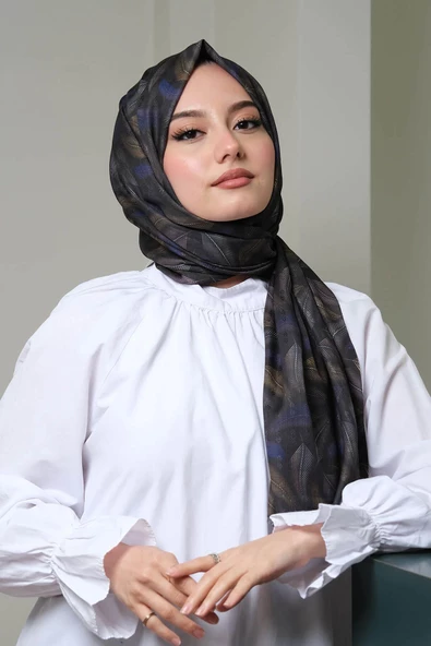 Afvente Dalgalı Desen Mor Pamuk Şal - Resim 2