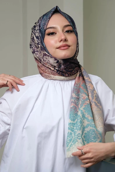Afvente Dalgalı Desen Yeşil Pamuk Şal - 2