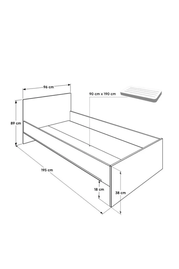 Trendline Tek Kişilik Karyola-Sonoma 96x89x195 cm (GxYxD) - 7